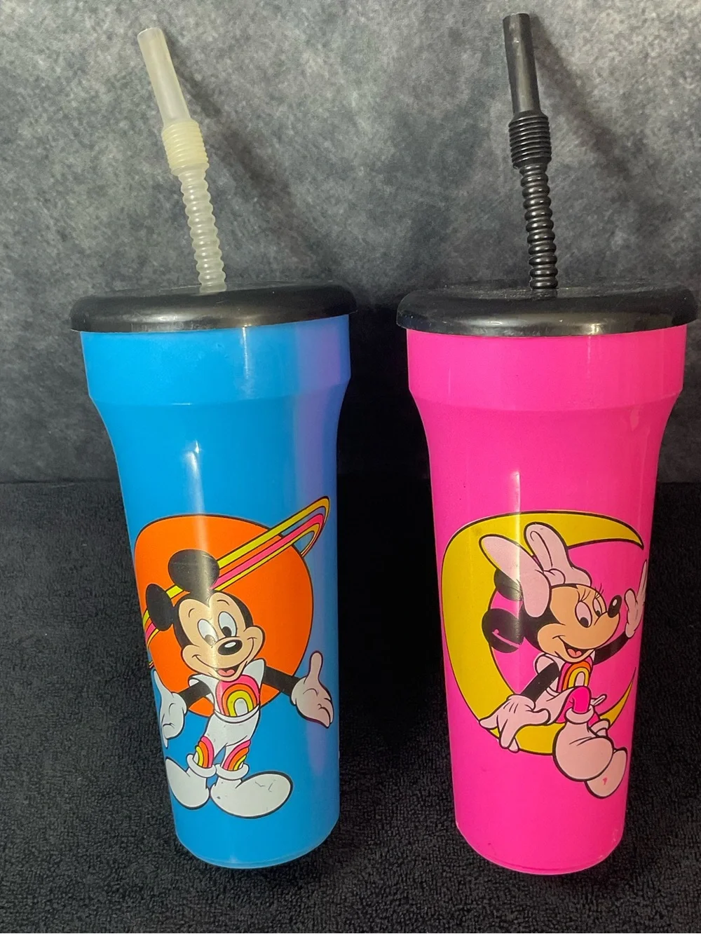 1992 Vintage Disney Disney-world Souvenir Cups W straw